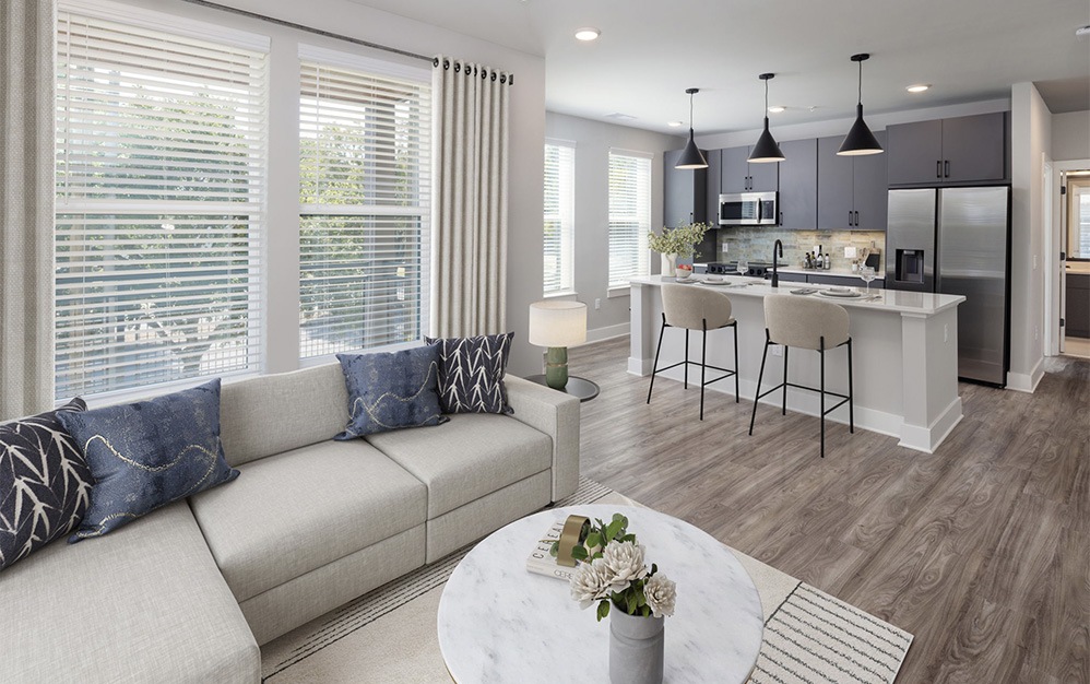 B2 - 2 bedroom floorplan layout with 2 bathrooms and 1138 square feet (Living Room
)