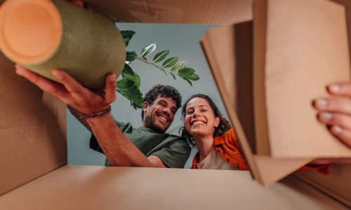 couple packing a box